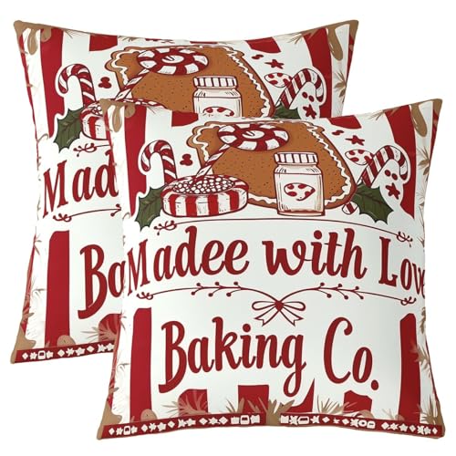 Loussiesd Fundas de cojín de Navidad, fundas de almohada de pastel de caramelo de Navidad, 50 x 50 cm, decoración de habitación de niños y niñas, fundas de almohada de Feliz Navidad para el hogar