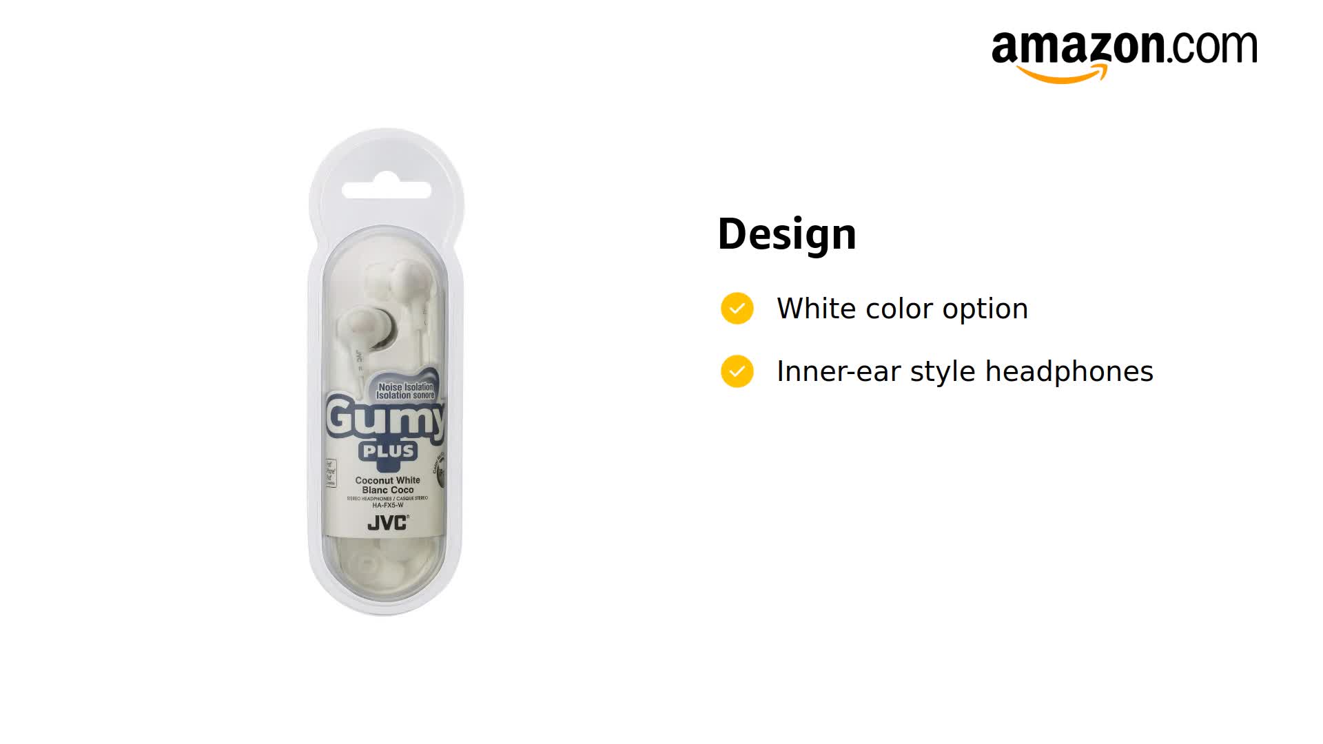 Amazon.com: JVC HAFX5W Gumy Plus Inner Ear Headphones (White