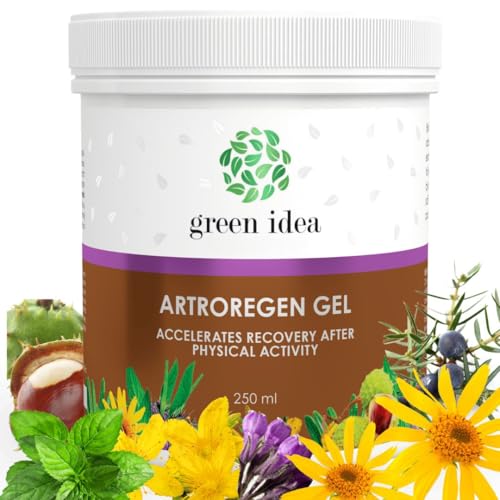 Green idea Artroregen Gel, 250 ml, Gel de Masaje con Consuelda, Árnica y Castaño de Indias, Acelera la Recuperación Muscular