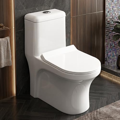 Image of Plantex Siphonic Flush System Ceramic Commode /S Trap Western Toilet with Siphonic Vacuum Flush /One Piece Western Commode With Soft Close Toilet Seat (White - Ukrain)