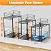 Almaybe Under Sink Organizers and Storage, 2 Packs Metal Adjustable Height Pull Out Cabinet Organizer, for Kitchen Bathroom Organizers and Storage (Black)