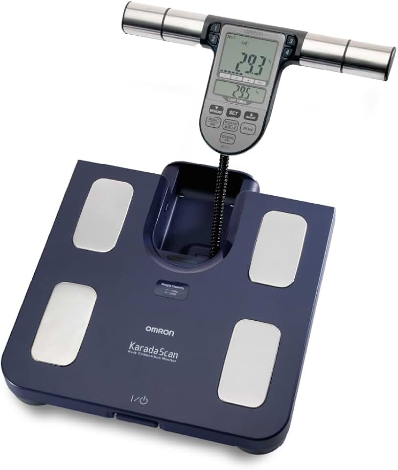OMRON BF511 Balance Pèse Personne Familiale avec Mesure Complète à 8 Capteurs, Analyse du BMI et du Pourcentage de Graisse - Balance Numérique pour Adultes/Enfants (6 ans+) - Capacité 150 kg