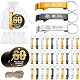 Dandat 54 Sets 60th Birthday Party Favors Beer Opener Keychain with Bags and Cards Birthday Souvenirs for Guests