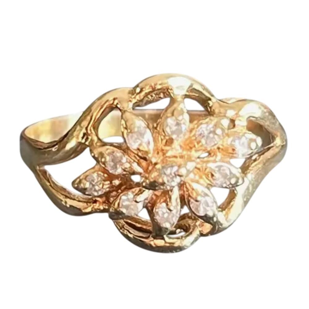 2 Ct Round Cut Diamond Bypass Style Vintage Unique Cluster Floral Cocktail Engagement Ring For Women 14K Rose Gold Plated 925 Sterling Silver Handmade Modern Jewelry Gifts For Her