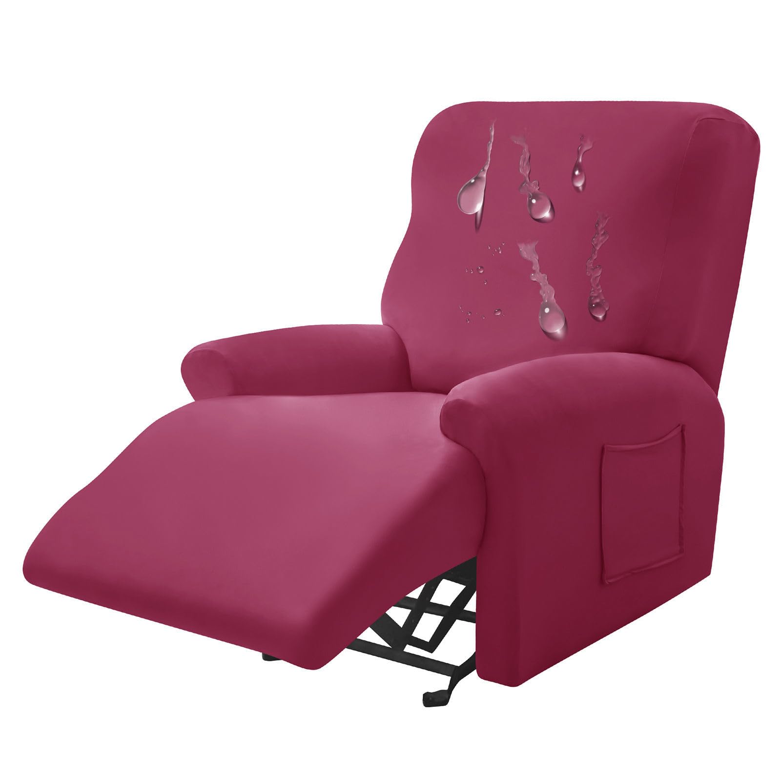 Housse de fauteuil inclinable imperméable en polyester extensible avec poches