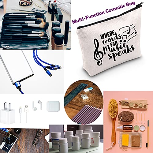 Tsotmo Music Gift Music Note Makeup Bag Where Words Fail Music Speaks Cosmetic Bag For Music Lover Treble Clef Gift (Fail Music) #TOP2