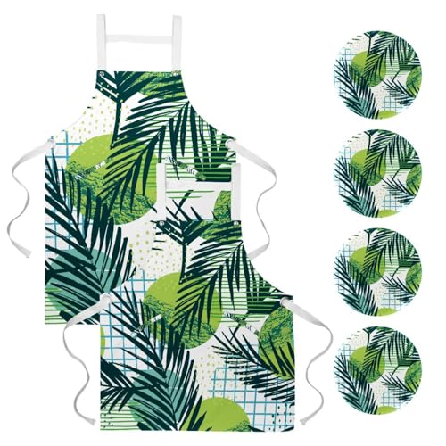 Tablier de serveuse pour restaurant bistrot et bar avec motifs tropicaux