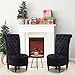 AVAWING Throne Royal Chair Set of 2 for Living Room, Button-Tufted Accent Armless High Back Chair with 24.6 Inch Larger Seat, Thick Padding and Rubberwood Legs, Mysterious Black
