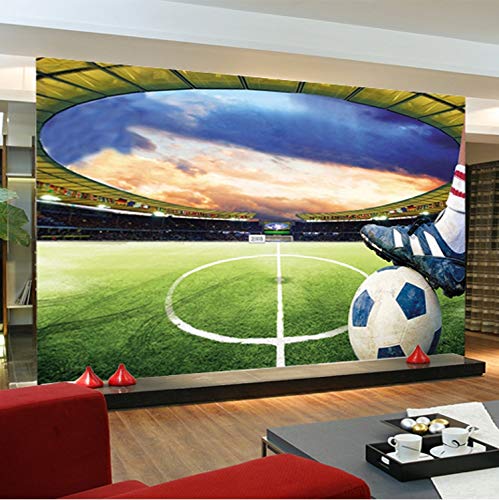 Papier peint intissé photo 3D football résistant et lavable pour salon