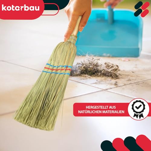 KOTARBAU® Mini Reisstrohbesen 20 cm mit Holzstiel 10 cm Handfeger für kleine Flächen