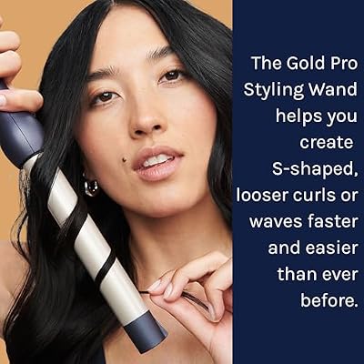 Bio Ionic GoldPro 1 Curling Wand, Blue, Moisture Heat Technology & 24K Gold MX, Ceramic Long Barrel with Adjustable Heat, Versatile Hair Curler for Long-Lasting Curls