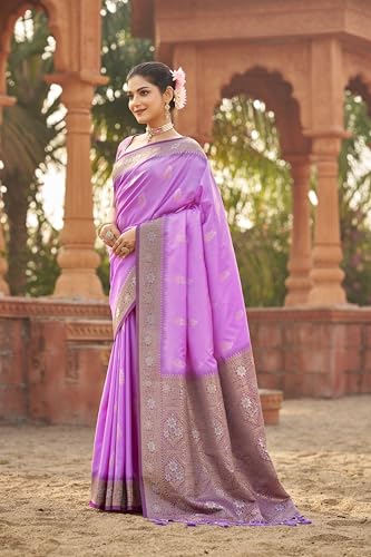 Image of SWORNOF Women's Kanjivaram Soft Silk Banarasi Sarees With Unstiched Blouse Piece