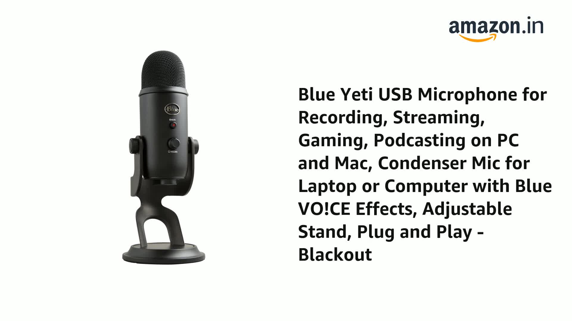 Logitech Blue Yeti USB Microphone for Recording, Streaming, Gaming