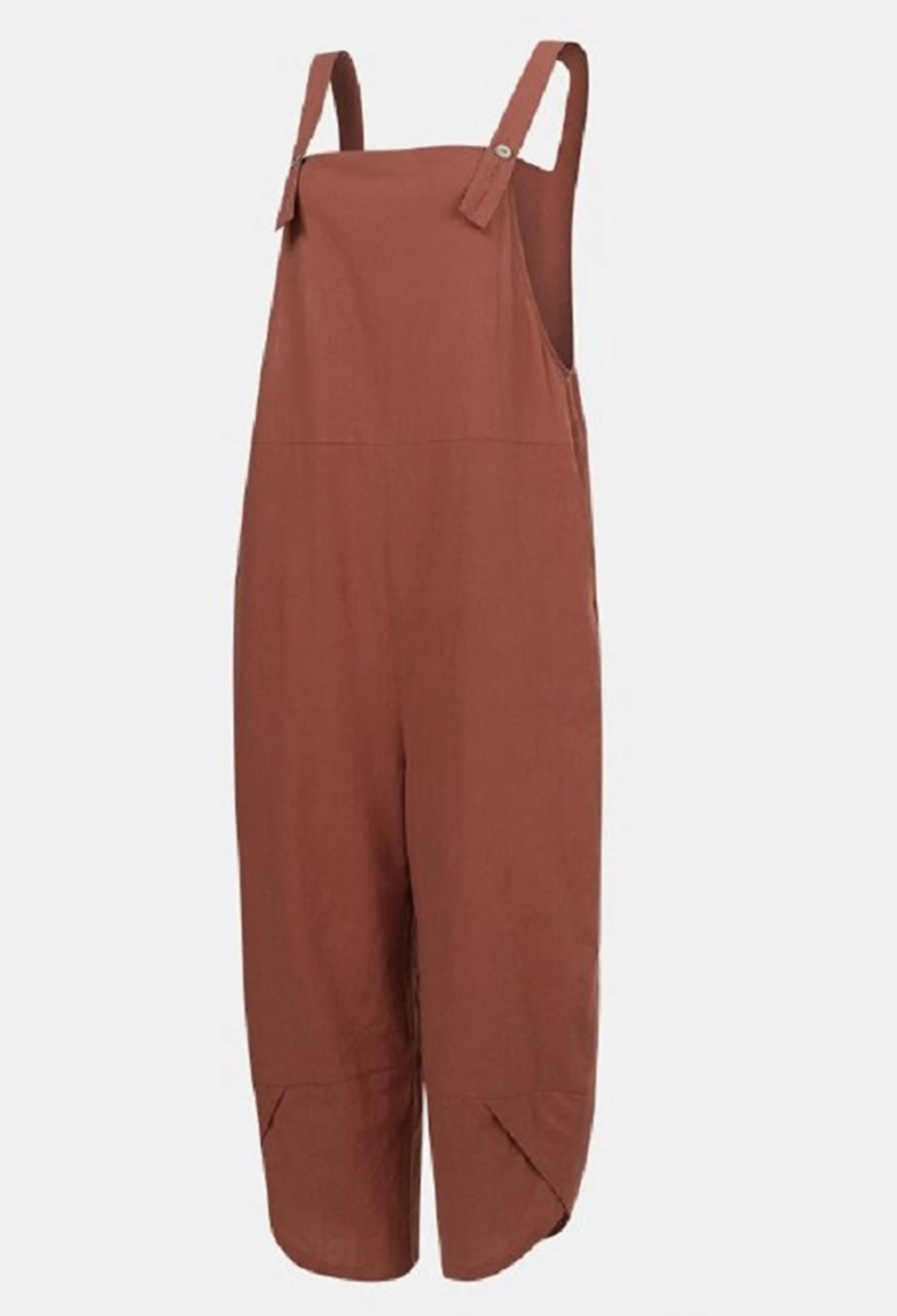 BRONG Overol para mujer, casual, holgado, de algodón suave, de lino, para mujer, con correas ajustables y bolsillos