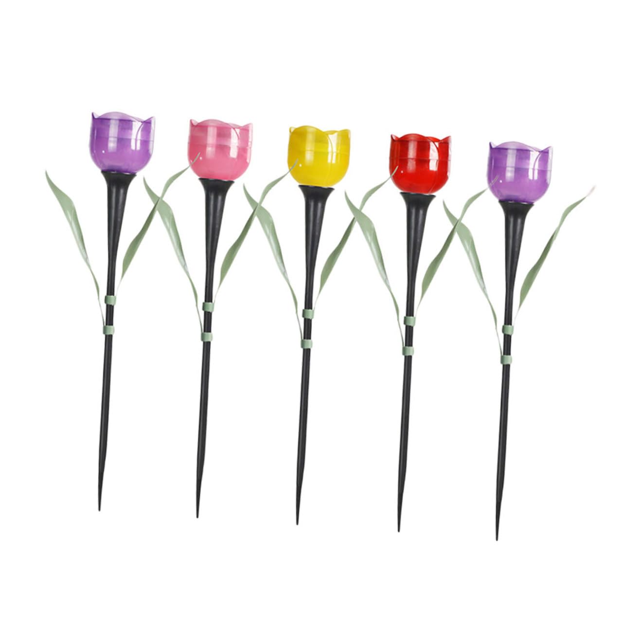 balacoo Garden Solar Lights Decorative 5pcs Tulip Design Solar Lawn Light Solar-Powered Ground Lamps Led Stake Lights for Outdoor Night Lighting
