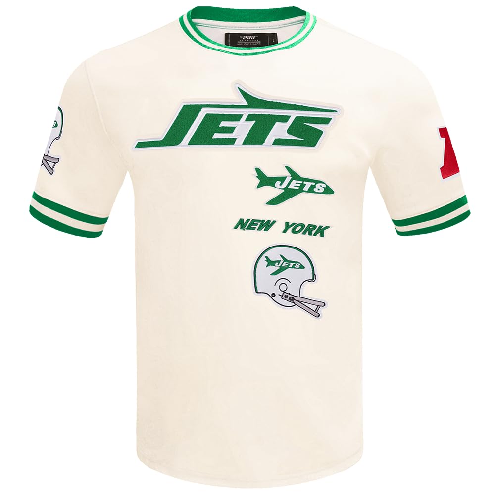 Pro Standard Mens NFL New York Jets Retro Classics Short Sleeve Tee Eggshell/Kelly Green XL โ image 1