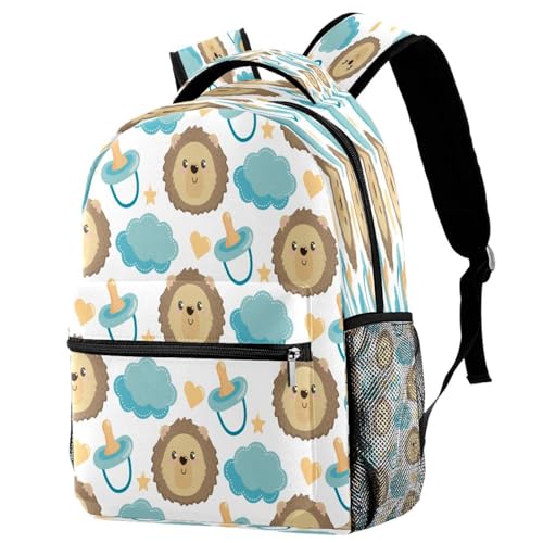 Sac à dos d'école lion et nuages multicolore de 40cm pour adolescents et enfants