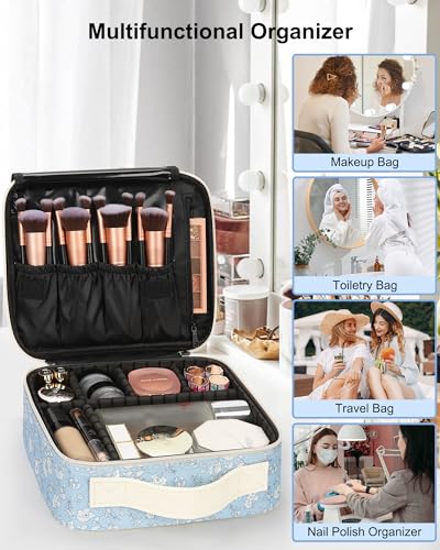 Image of Relavel Travel Makeup Case, Professional Makeup Artist Makeup Bag, Portable Makeup Train Case Organizer with Adjustable Dividers, Cute Cosmetic Bags Birthday Gifts for Girls and Women