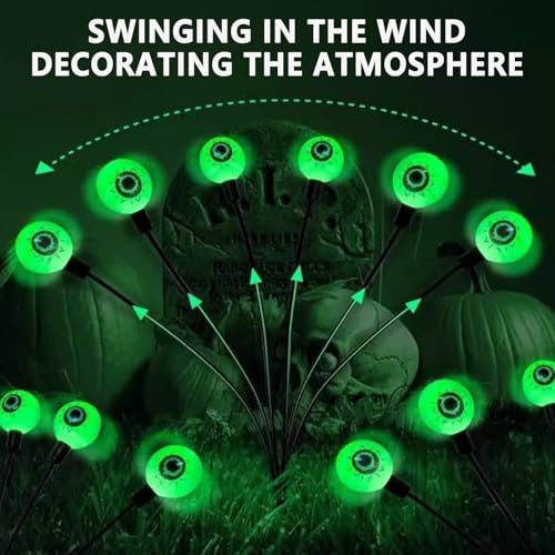 Decoraciones de Halloween con luces solares de globo ocular 8
