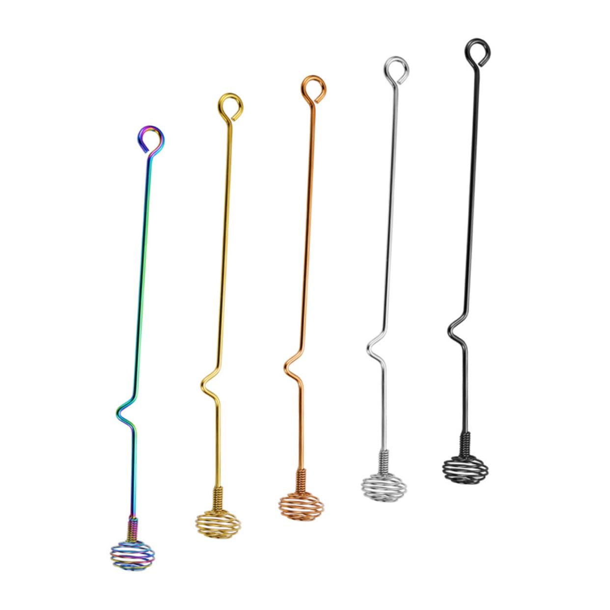 ULTECHNOVO 5pcs Stainless Steel Stirring Rods Drink Stirrers Cocktail Skewers Set