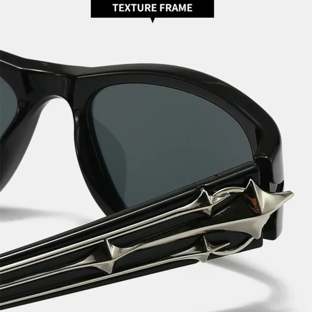Occhiali da sole cat-eye alla moda per uomo e donna, lusso, stile punk con rivetti, protezione UV400.