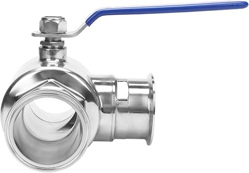 Miniatura 2 de DERNORD Válvula de bola sanitaria de 3 pulgadas, válvula de bola de 3 vías T-Port de acero inoxidable 304, revestimiento de PTFE (tubo de 3 pulgadas