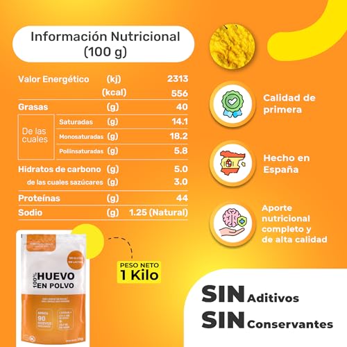 Eipulver aus Freilandeiern (1 kg) | Pasteurisiertes Vollei Pulver | Ohne Zusatzstoffe | Glutenfrei & laktosefrei | Vakuumverpackung im Zip-Beutel