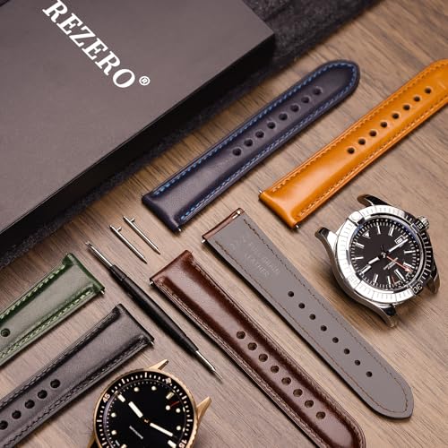 REZERO Leather Watch Bands, Handmade Quick Release Watch Straps, Luxury Full-Grain Vegetable-Tanned Leather Watch Bracelets, Sturdy & Wear-Resistant, Watch Band Replacements for Men 19/20/21/22/24mm by REZERO - Image 8
