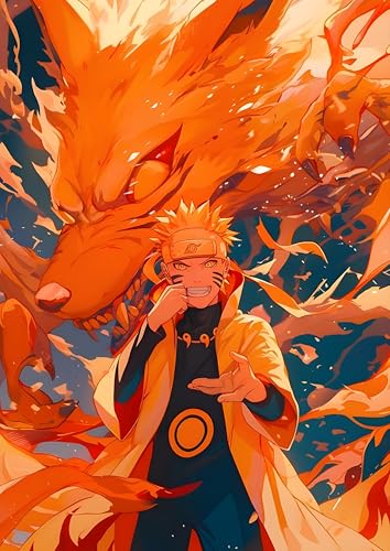 Image of NIJUKA Anime Printed Metal sheet Poster For Home And Room Decoration | For Anime Art Fans Boys And Girls (Master all chakra of nain tail)