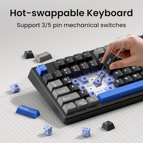 Image of Kisnt KN85 Wireless Mechanical Keyboard, 75% Layout, Bluetooth /2.4GHz /USB-C, Custom RGB Backlit, Hot-Swappable Linear Switch, Creamy Sound for Gaming /Typing (Textured Black)
