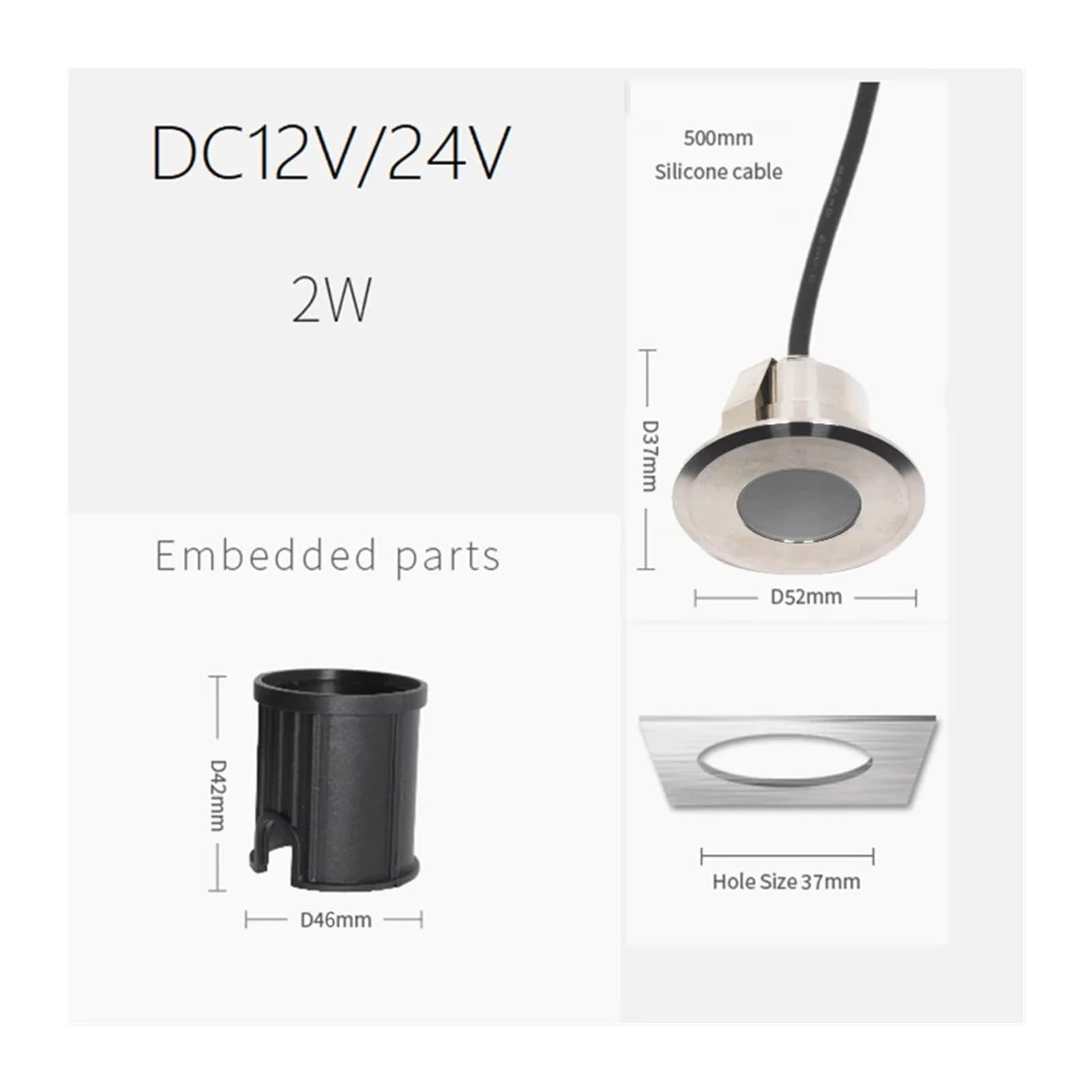 Zewnętrzna lampa podłogowa Led 12 V, 24 V, RGB, niskie napięcie, oświetlenie krajobrazu, wbudowana lampa ogrodowa na taras, wodoodporna IP68 (zimna biel, DC12V)