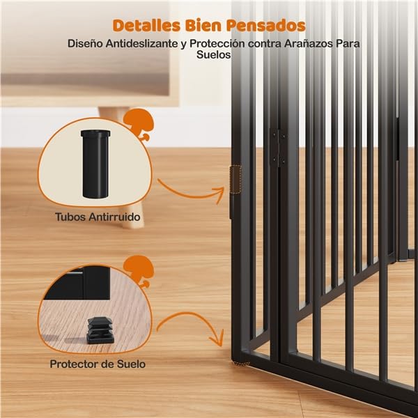 Yaheetech Parque para Perros 24 Paneles de 80 cm de Altura, Vallas para Perros con Cerradura Integrada, Tubos de Bajo Ruido, Protector de Suelo, Alambres de Metal de 8 mm, para Casa y Jardín