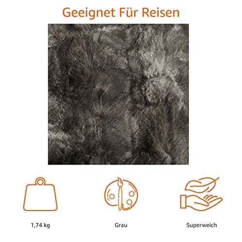 Amazon Basics Kunstfell-Überwurf Kuscheldecke, nicht beheizt, Grau, 150 x 200 cm