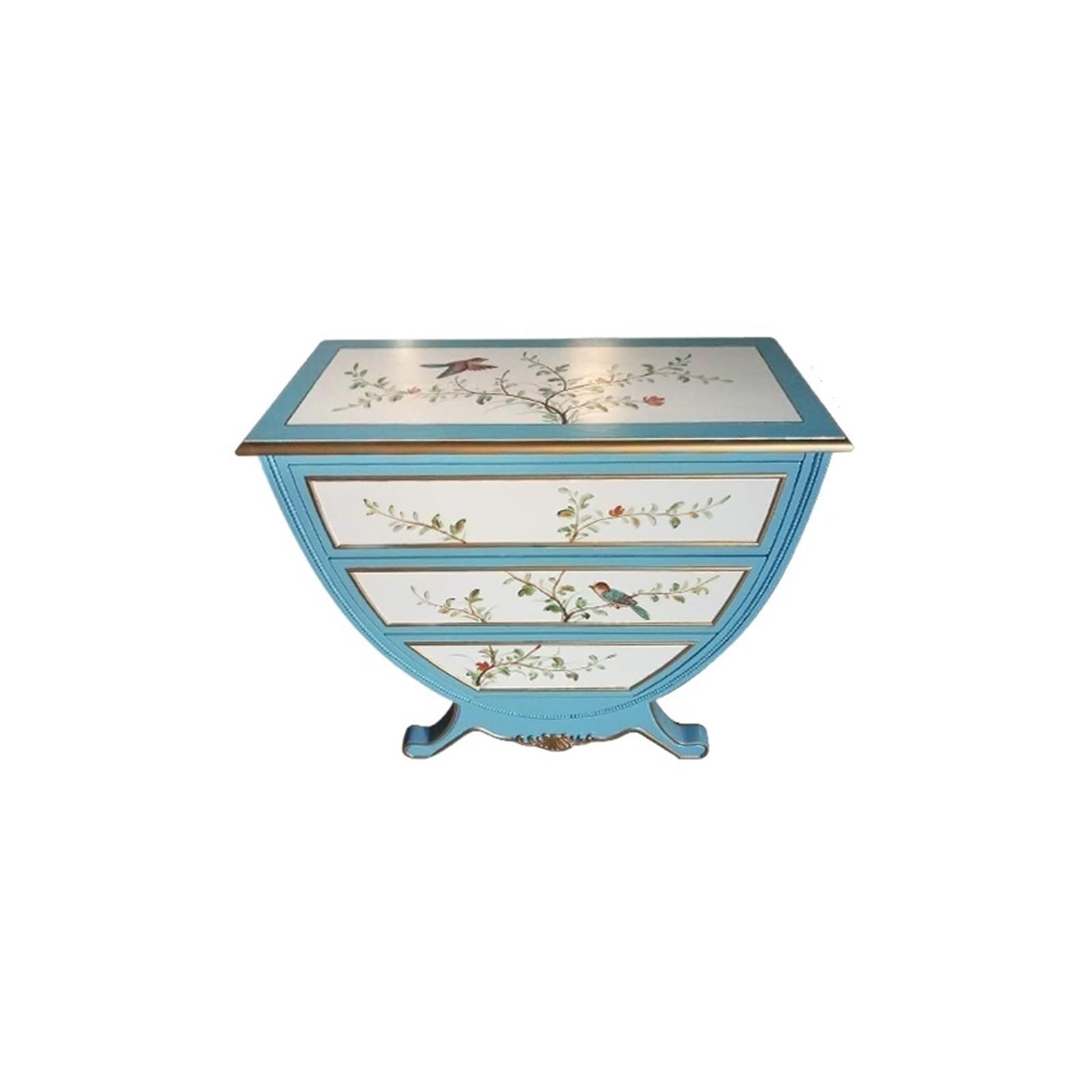Dh2yjnbf3 Light Blue Bedroom Painted Entryway Chest Vintage Of Drawers European Semi-Circle Decorative Cabinet Bedroom Storage Drawer Organizer Storage Organizer(Light Blue)