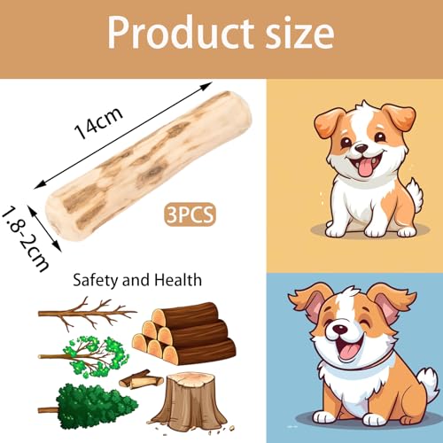 MOAZIFI 3 Stück Kaffeeholz für Hunde, Natürliches Kauholz, Robuster Kauknochen Groß mit Kauwurzel - Sicherer Kauspaß für kleine und große Hunde, hundespielzeug