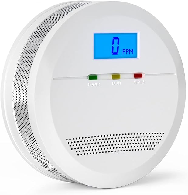 Carbon Monoxide Alarm Detector Conforms to EN 50291 Standard, Carbon Monoxide Detector with LCD Display, CO Alarm Battery Powered (Not Included 3 AA Batteries), CO Detector for Home, Garage, Office