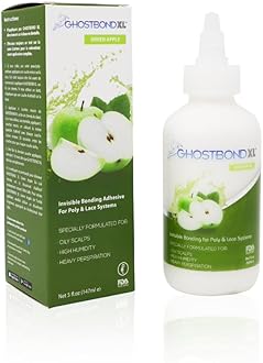GHOSTBOND XL Hair Replacement Adhesive - 5oz - Invisible Bonding Wig Glue: Extra Moisture Control - Water & Oil-Resistant, Light Hold for Poly and Lace Hairpiece, Wig, Toupee Systems, (Green Apple)