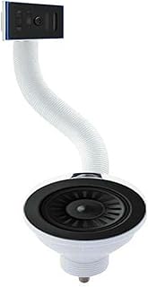 ARA CHOICE Kitchen Sink Waste Overflow Basket Waste with Overflow Sink Waste Overflow Kit Stainless Steel Sink Strainer and Square Overflow Head with PVC Pipe (Black)