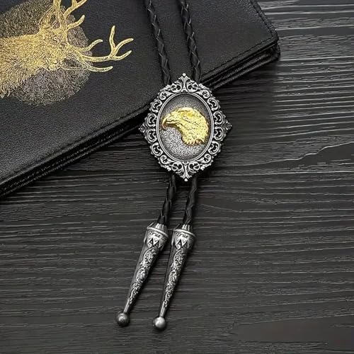 Image of HUABOLA CALYN Native American Bolo tie Rodeo Cowboy Leather Necktie Western Bolo ties for Men Women Necktie for Concert Fans