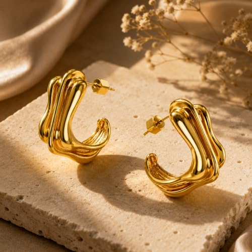 Image of Drop Dangle Earrings Set for Women and Girls | Celebrity Inspired Trendy Stylish Gold Plated Earrings Set Of 1