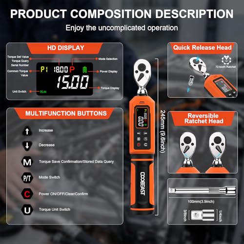 coobeast 1/4 Drive Digital Torque Screwdriver