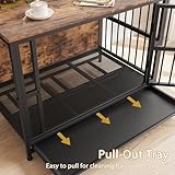 BORPHOM Dog Crate Furniture,38.98" Wooden Large Dog Crates Indoor,Heavy Duty Dog Cage for Large/Medium Dogs,Dog House with Removable Tray,Folding 2 door Crate,Side End Table,Rustic Brown - Image 7