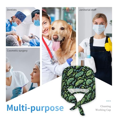 Image of Working Cap Scrub Cap with Sweatband Adjustable Unisex Women Tie Back Hat Nurse Surgical Caps