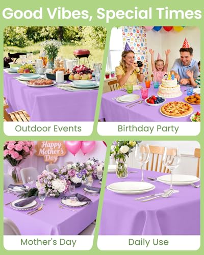 Image of LANLISA 4 Pack Lavender Plastic Tablecloth Disposable, 54 x 108 Inch