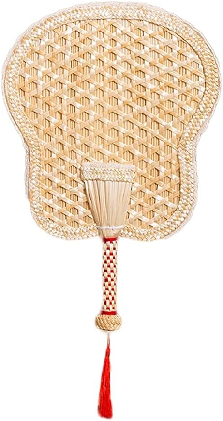 Hand-Woven Straw Classic Folding Fan, Traditional Summer Hand-cranked Folding Fan, Plantain Folding Fan Home Ceremonial Decorative Folding Fan (Color: A)