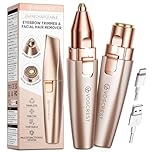 VG VOGCREST Eyebrow Facial Trimmer: 2 in1 Rechargeable Facial Hair Removal and Eyebrow Shaver - Face Lips Body Painless Facial Razor with Built-in LED Light (Rose Gold)