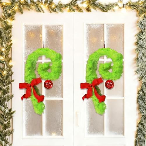 JOICEE 2 Pcs Christmas Candy Cane Wreath Decorations for...