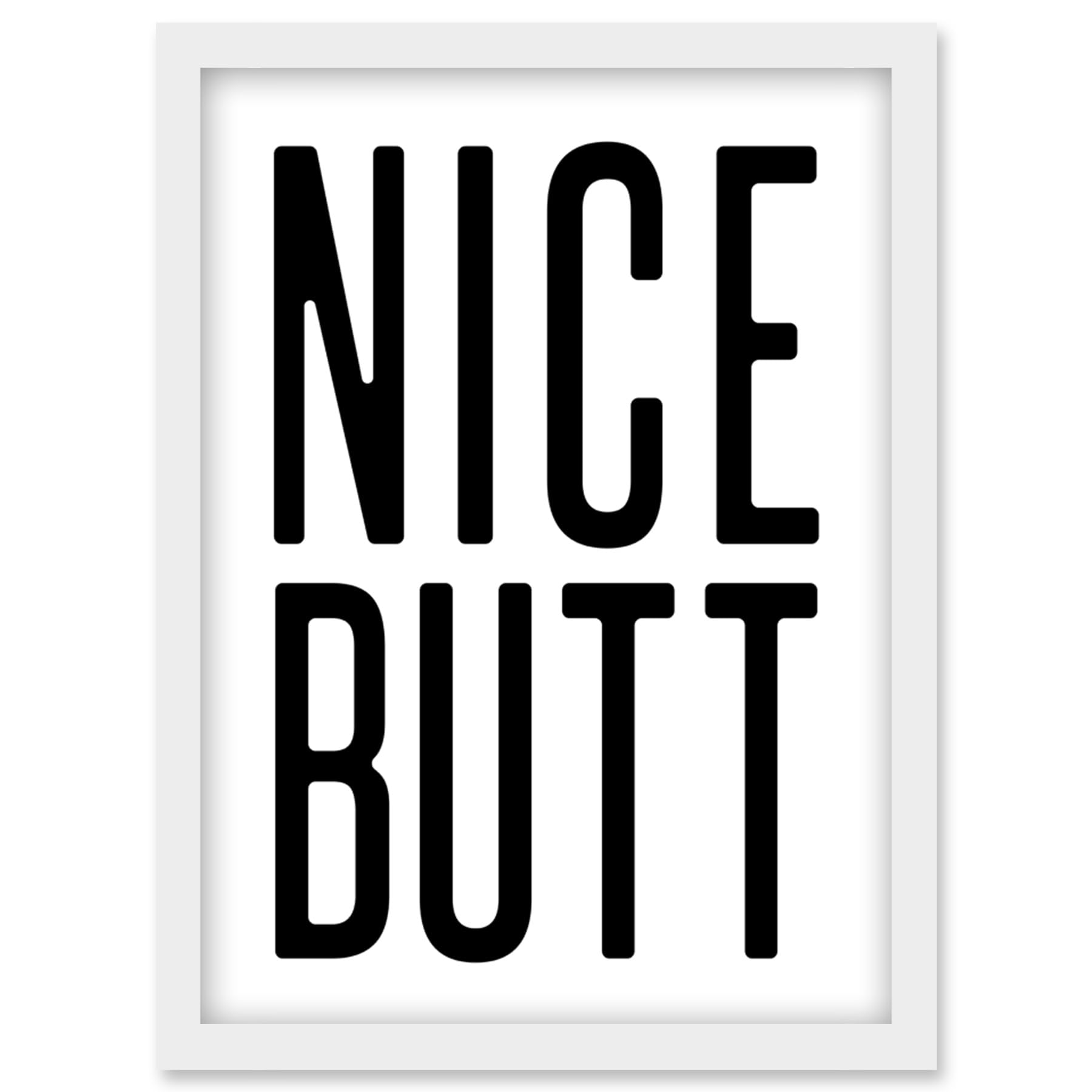 Toilet Wall Art Nice Butt Funny Bathroom Sign Decor Artwork Framed Wall Art Print A4
