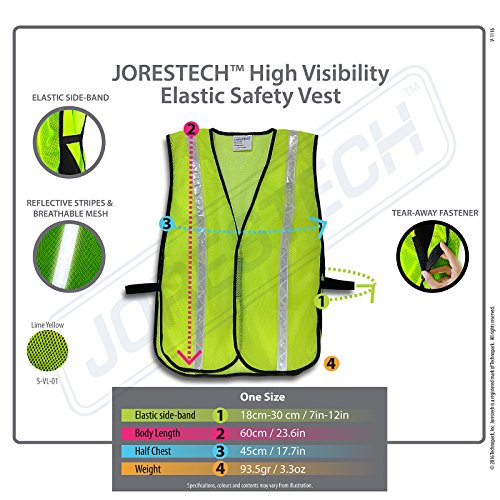 Jorestech Safety Vest High Visibility Yellow/Lime Mesh With 1" Reflective Tape Vl-01 (One Size Fits Most, 50 Pack) #TOP6