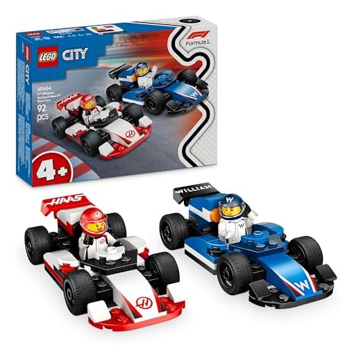 LEGO City F1 Williams Racing & Haas F1 Race Cars - Toy Formula 1 Building Models with 2 Driver Minifigures & Start Lights - Small Gift Idea for 4+ Year Old Toddlers, Boys & Girls - 60464